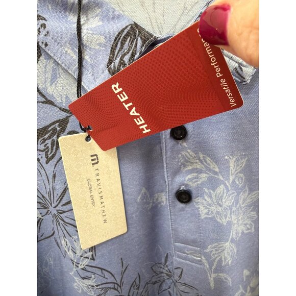 Travis Mathew Spring Featherweight Heater Blue Floral Polo Shirt XL Performance - Picture 3 of 4
